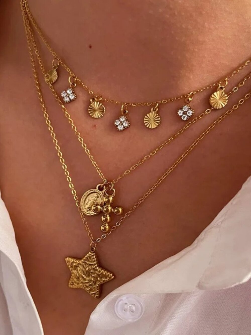 316 Stainless Steel PVD 18K Real Gold Plated Non-Tarnish Waterproof Necklace